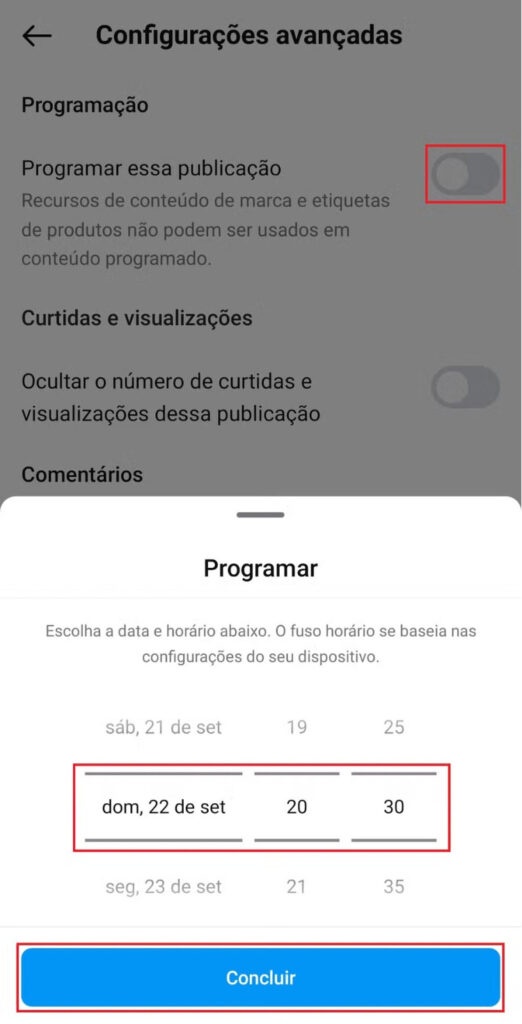 programar postagem instagram