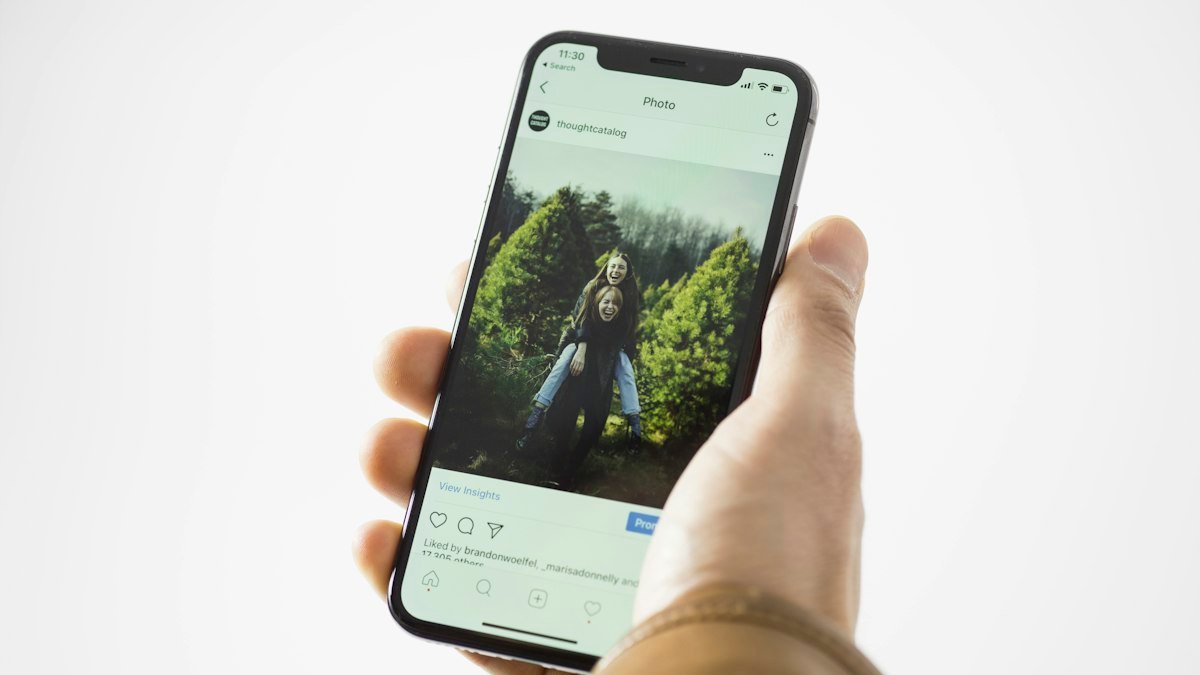 O que é criativo: pessoa vendo posts e anúncios no feed do celular