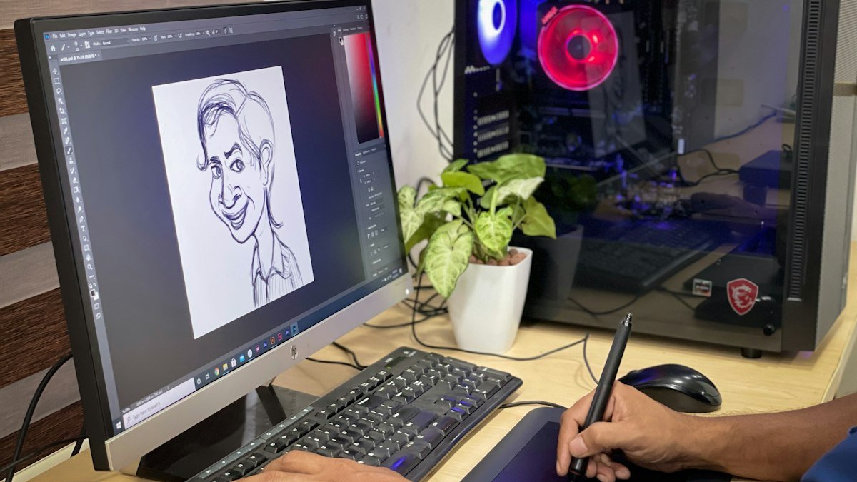 Prompt negativo: pessoa criando arte digital no computador com IA